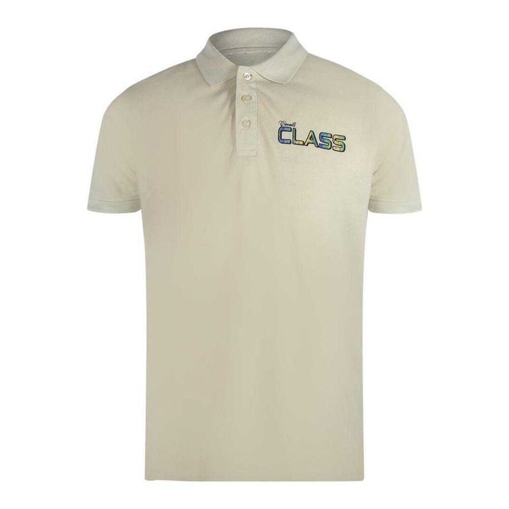 Cavalli Class Unisex Adult Vibrant Floral Logo Polo Shirt / Beige